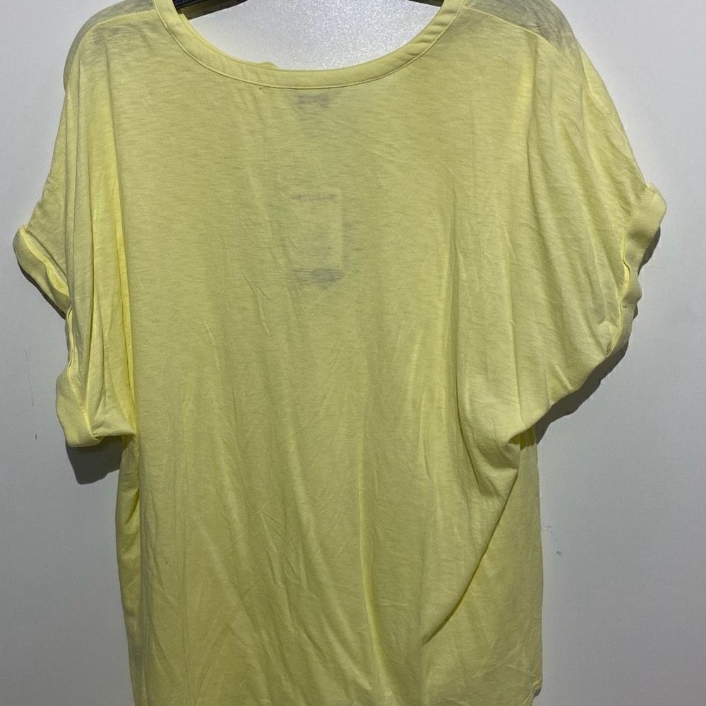 Lucky Brand Womens XL Yellow Short‎ Sleeve Button Up Slub Henley Top Pockets - Picture 7 of 9